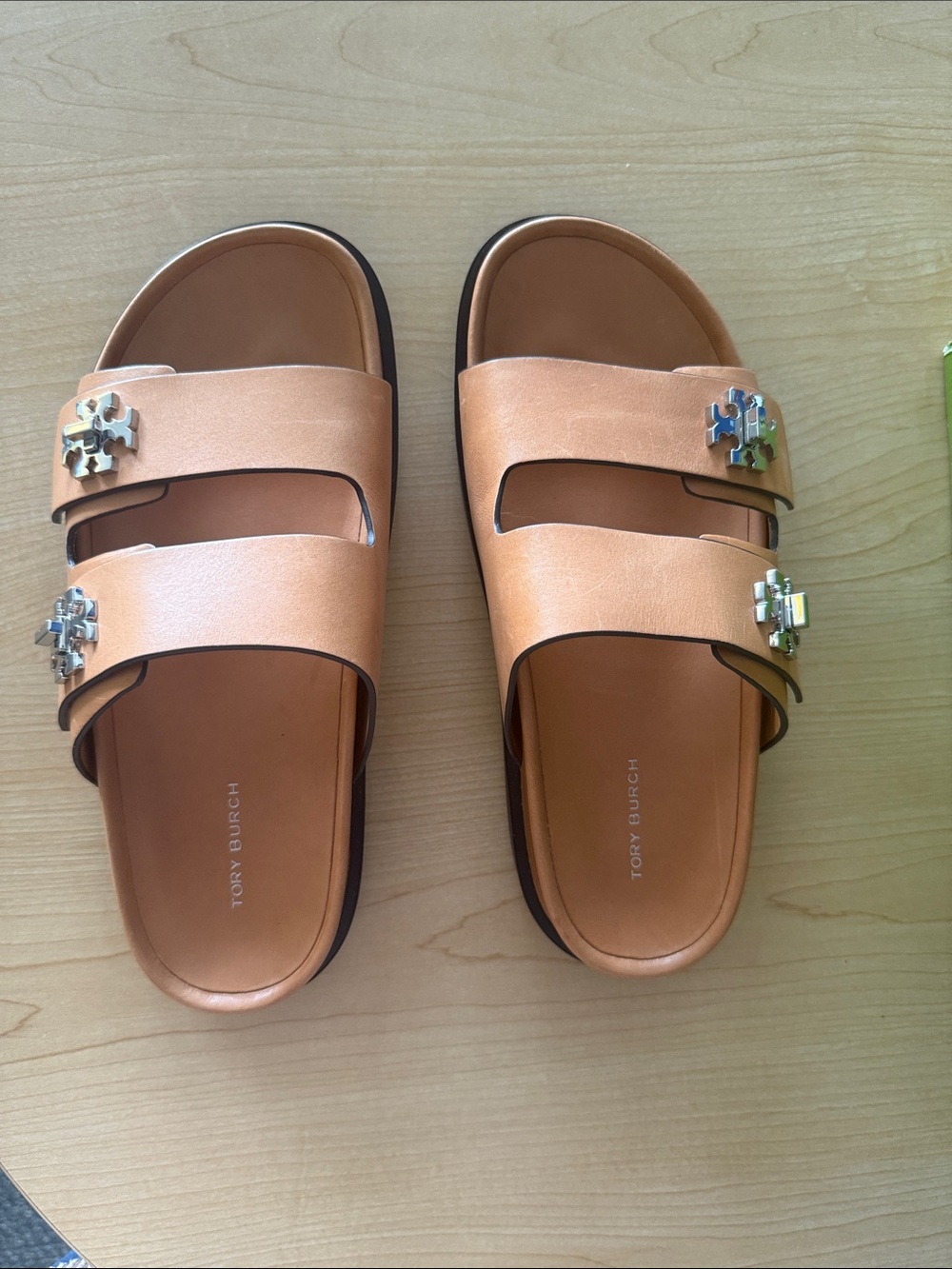 Tory Burch T Lock Double-Strap Sport Slide Sandals with Logo Hardware